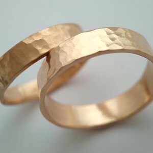 Wedding band set, Rose gold wedding bands, Wedding bands, 14k Gold wedding band, Hammered wedding rings, Minimalist wedding rings, Classic