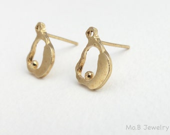 Gold stud earrings, Silver stud earrings, Modern gold earrings, Gold earrings, Unique gold earrings, Boho gold earrings, Boho jewelry, 14k