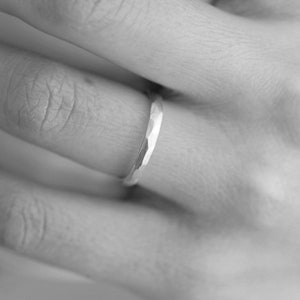 Silver wedding band, Rustic wedding band, Wedding band men, Faceted wedding band, Thin wedding band, Modern wedding band, Modern band, 2mm