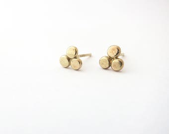 Solid gold earrings, Second hole earrings, 14k gold stud earrings, Gold earrings stud, Post earrings, Tiny earrings, Gold dots earrings boho