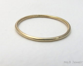 Anillo fino de oro de 14k, anillo de oro macizo de 1 mm, anillo apilable, anillo de oro clásico, anillo de bodas para mujer u hombre, anillo de oro de 14k, anillo fino de oro