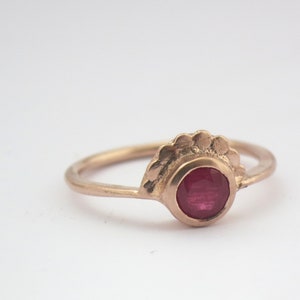 Ruby gold ring, Gemstone wedding ring, Flower engagement ring, Rose gold ring, Solitaire ruby ring, Solid gold ring, Alternative boho ring image 4