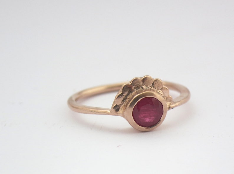 Ruby gold ring, Gemstone wedding ring, Flower engagement ring, Rose gold ring, Solitaire ruby ring, Solid gold ring, Alternative boho ring image 4