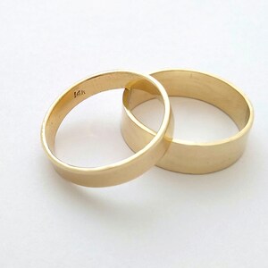 Wedding band set, Wedding bands, Yellow gold wedding bands, 14k Gold wedding bands, Minimalist wedding rings, Classic wedding band, Couples