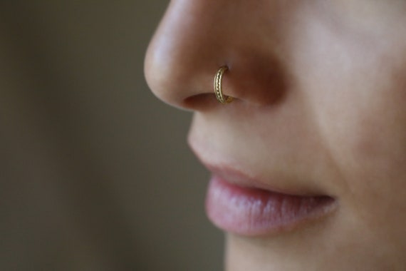 18K Gold Plated L Shape Nose Ring Stud Hoop 3 Clear CZ Crystals 20 gau – I  Love My Piercings!