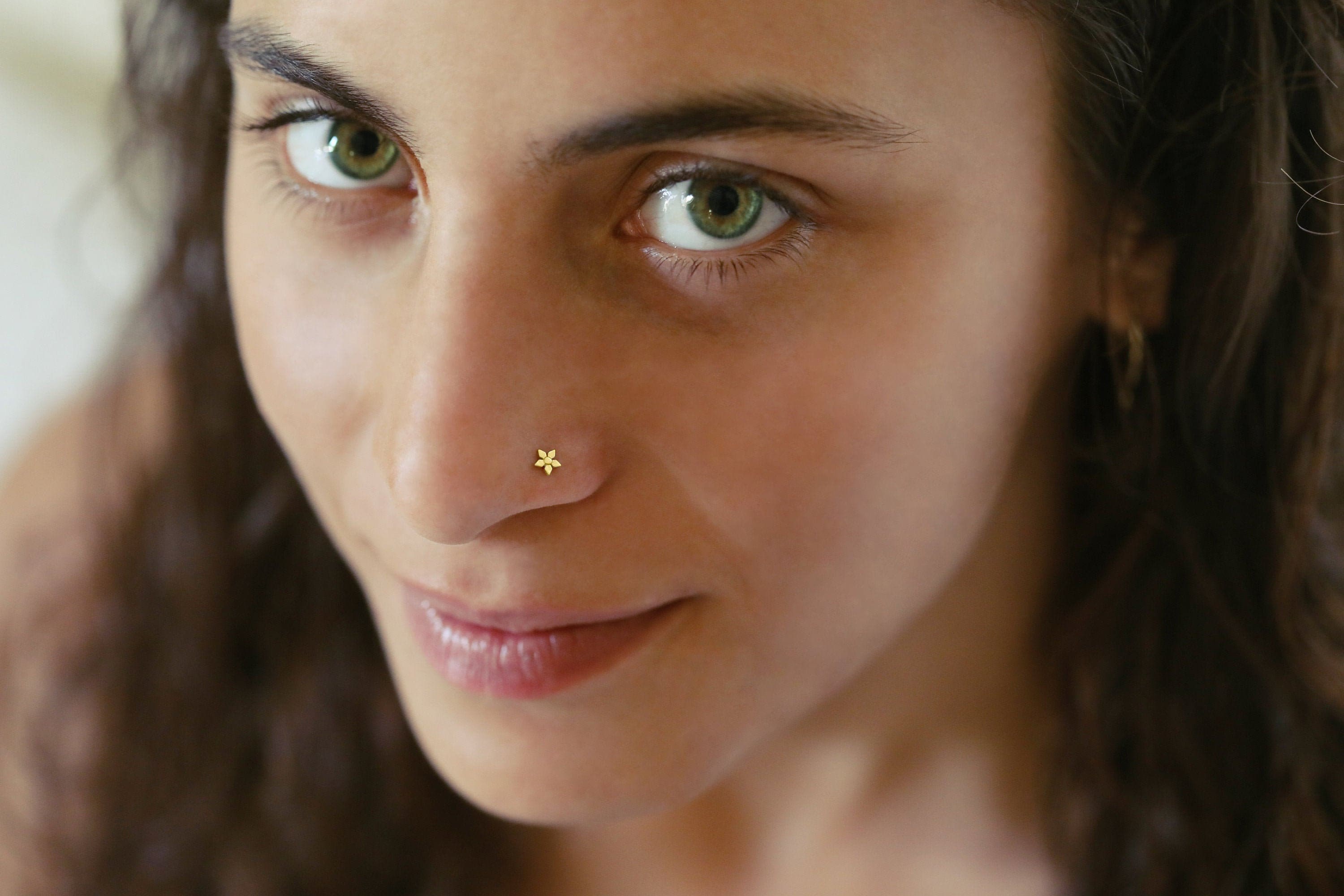 14k Nose Stud Gold Flower Nose Stud Solid Gold Nose Stud Flower Nose Stud Piercing Jewelry Boho Nose Stud Dainty Nose Stud 22g Cute Etsy Canada