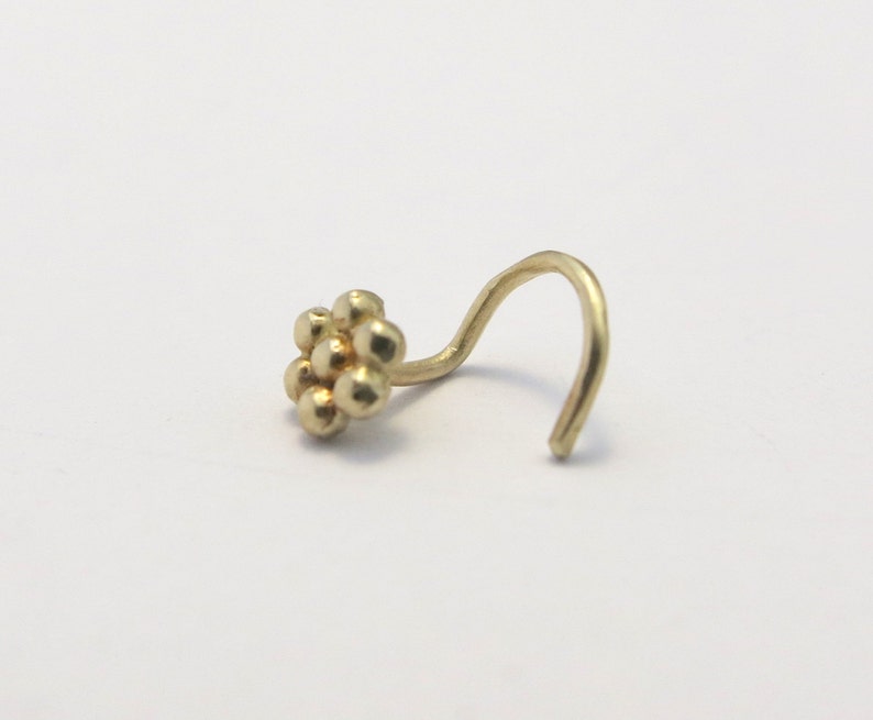 Gold nose stud, Flower nose stud, India nose stud, Solid gold nose stud, Tiny nose Stud, Nose piercing, 14k gold nose stud, Dainty, Boho image 5