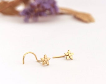 Piercing de nariz em ouro, Piercing de nariz em forma de flor, Piercing de nariz em ouro maciço, Piercing de nariz pequeno, Piercing no nariz, Piercing de nariz em ouro 14k, Piercing de nariz delicado, Piercing de nariz boho