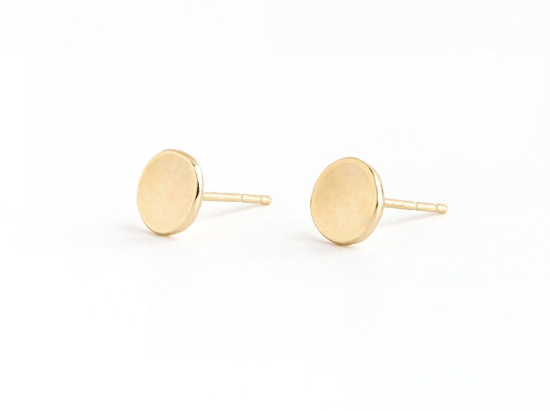 14k Gold Stud Earrings. Minimalist Earrings. Solid Gold - Etsy