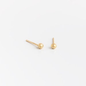 Tiny gold studs, Solid gold earrings, Dot studs, Gold stud earrings, 14k stud earrings, Delicate studs, Cute gold studs, Tiny studs, Dainty image 2