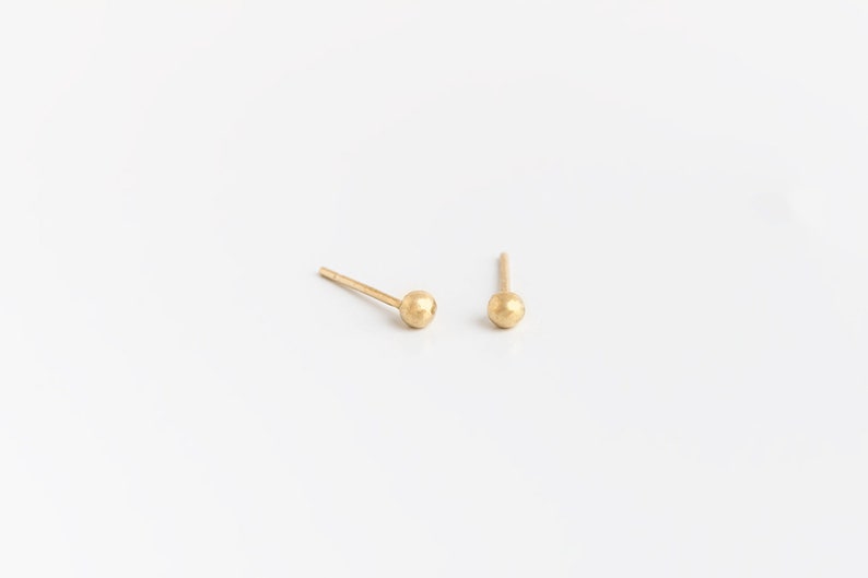 Tiny gold studs, Solid gold earrings, Dot studs, Gold stud earrings, 14k stud earrings, Delicate studs, Cute gold studs, Tiny studs, Dainty image 2