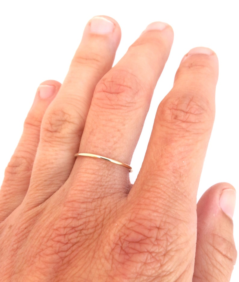 Thin 14k Gold Ring 1mm Solid Gold Ring Stacking Ring Etsy