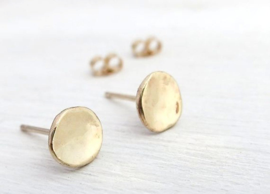 14k Gold Stud Earrings. Minimalist Earrings. Solid Gold Earrings