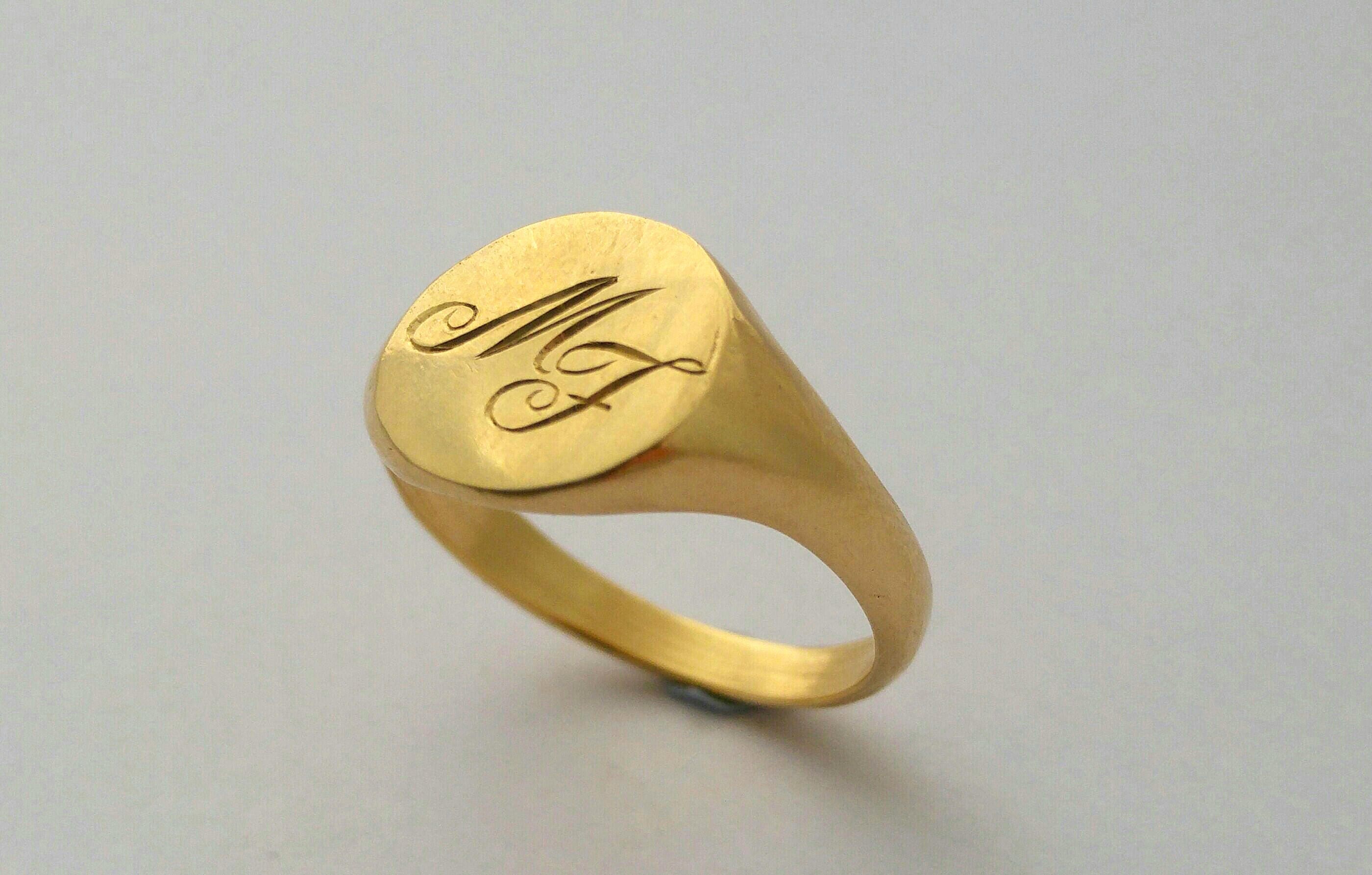 Antique 14k Gold Signet Ring With Woman's Figure Monogram Signet Ring –  LUXXOR Vintage