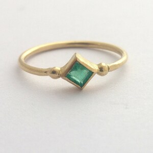 Solid gold ring, Emerald ring, Modern gold jewelry, Engagement ring, Gold stacked ring, Emerald engagement ring, Green emerald ring, 14K image 1
