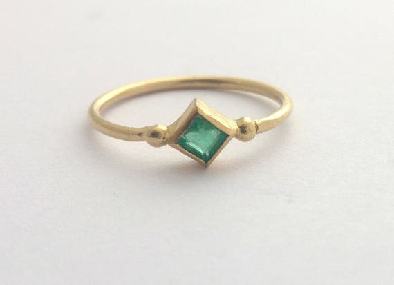 Solid Gold Ring Emerald Ring Modern Gold Jewelry Engagement | Etsy
