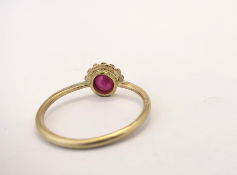 Ruby gold ring, Gemstone wedding ring, Flower engagement ring, Rose gold ring, Solitaire ruby ring, Solid gold ring, Alternative boho ring image 9