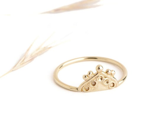 Gold boho ring, Gold Indian ring, 14k gold ring, Gold ring women, Gold crown ring, Unique gold ring, Rings for women, Ethnic gold ring,Solid