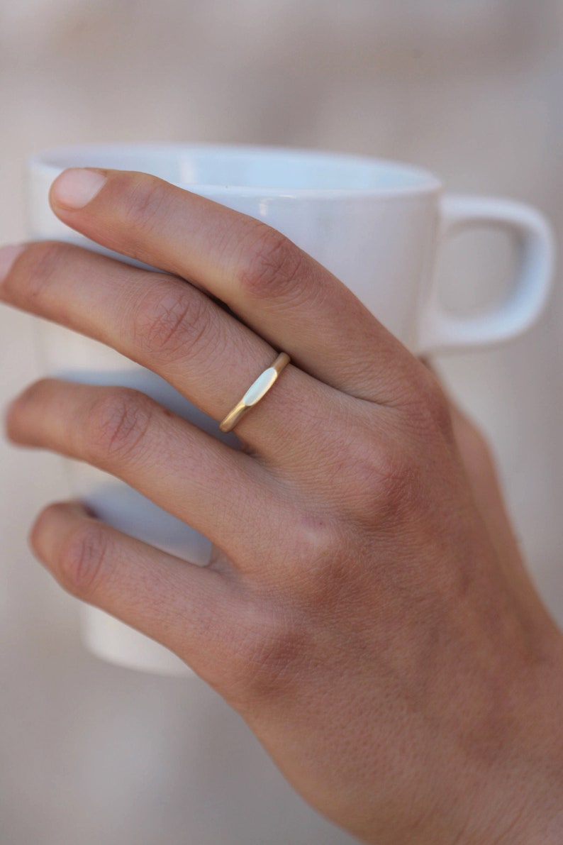 Gold ring Wedding band Signet ring Modern wedding ring | Etsy