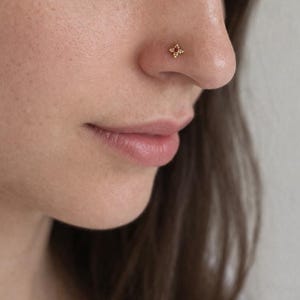 Solid gold nose stud, Gold & Ruby nose stud, oraintali nose stud, India nose stud, nose Stud, Nose piercing, 14k gold Boho nose stud