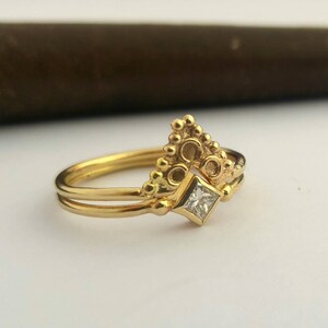 Alternative Verlobungsring, Diamant-Verlobungsring, indischer Verlobungsring, Goldringe Frauen, Stacked Goldringe, Goldring-Set, 14k