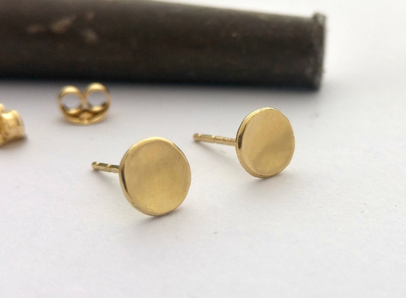 14k Gold Stud Earrings. Minimalist Earrings. Solid Gold Etsy
