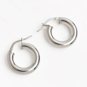 Small silver hoops, Thick silver hoops, Minimalist silver earrings, Chunky hoops, Classic hoop earrings, Everyday earrings, Elegant earrings