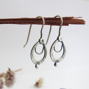 Oxidized silver earrings, Drop silver earrings, Boho earrings, Teardrop earrings, Unique silver earrings, Ethnic jewelry, Rustic earrings