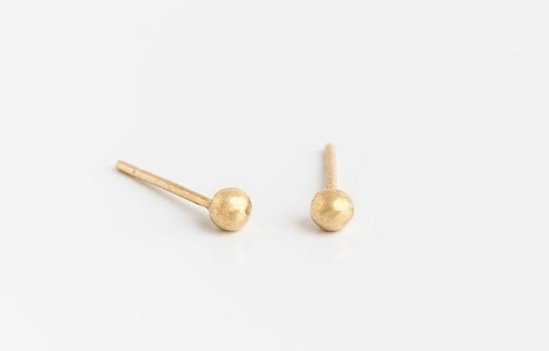 Tiny gold studs, Solid gold earrings, Dot studs, Gold stud earrings, 14k stud earrings, Delicate studs, Cute gold studs, Tiny studs, Dainty image 1