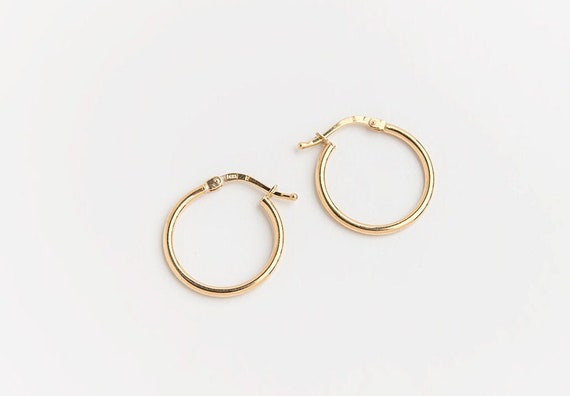 Earrings 14K Gold Double Hoops medium size | Susan Brandt Jewelry