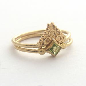 Boho Verlobungsringe, Goldring-Set, Ringe für Frauen, Peridot-Goldring, Ringe aus massivem Gold, Gestapelte Goldringe, Goldringe Frauen, Ethnic 14k