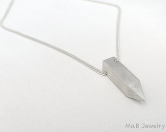 Silver necklace for men, Bullet necklace, Gift for men, Modern silver necklace, Pendant necklace, Geometric necklace, Minimalist, Urban