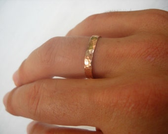 Hammered wedding band, 14k Rose gold wedding ring, Rustic wedding band, Wedding band women,  Wedding band men, Classic solid gold band