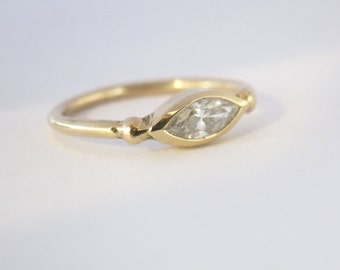 Engagement ring, Marquise engagement ring, Diamond engagement ring, Marquise diamond ring, Unique diamond ring, Yellow gold solitaire ring