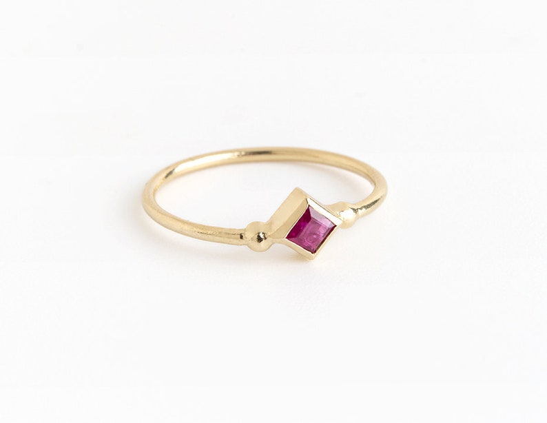 Solitaire gemstone ring, Solid gold ring, Gold ring for women, Dainty gold ring, Ruby, Sapphire, Moonstone, Smoky quartz, Amethyst, Peridot image 10