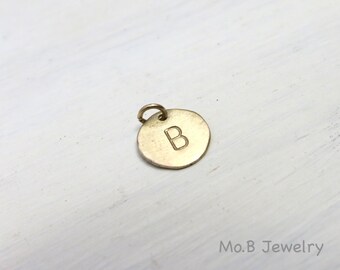 Personalized Monogram Initial Necklace. Valentine's day, Mother day, birthday gift .14k solid gold letter pendant. Hand made.