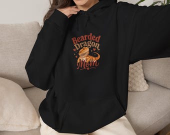 Sudadera con capucha para mamás de dragones barbudos / Sudadera para amantes de los reptiles, ilustración