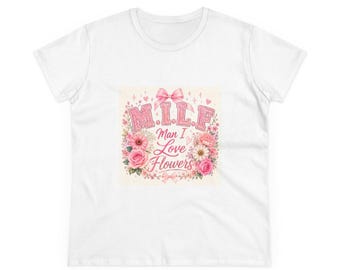 Camiseta M.I.L.F. Man I Love Flowers / diseño de lazo floral rosa