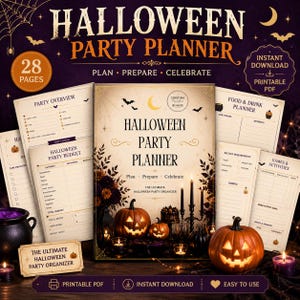 Spooky Witchy Planner Printable, Halloween Planner, Fall Autumn Organizer, Self Care Journal, Seasonal Planner PDF