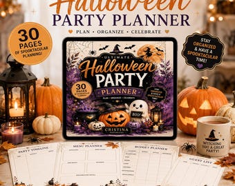 Halloween Party Planner | Digital iPad Party Organizer | Halloween Checklist | Guest List, Budget, Shopping & Party Planning