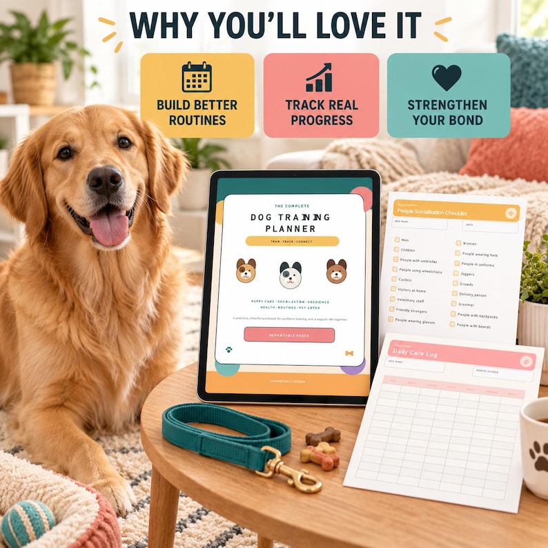 Dog Training Planner Printable & iPad, Puppy Training Tracker ...