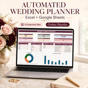 Wedding Planner Spreadsheet, Automated Excel & Google Sheets Budget, Guest List, RSVP, Vendor and Timeline Tracker