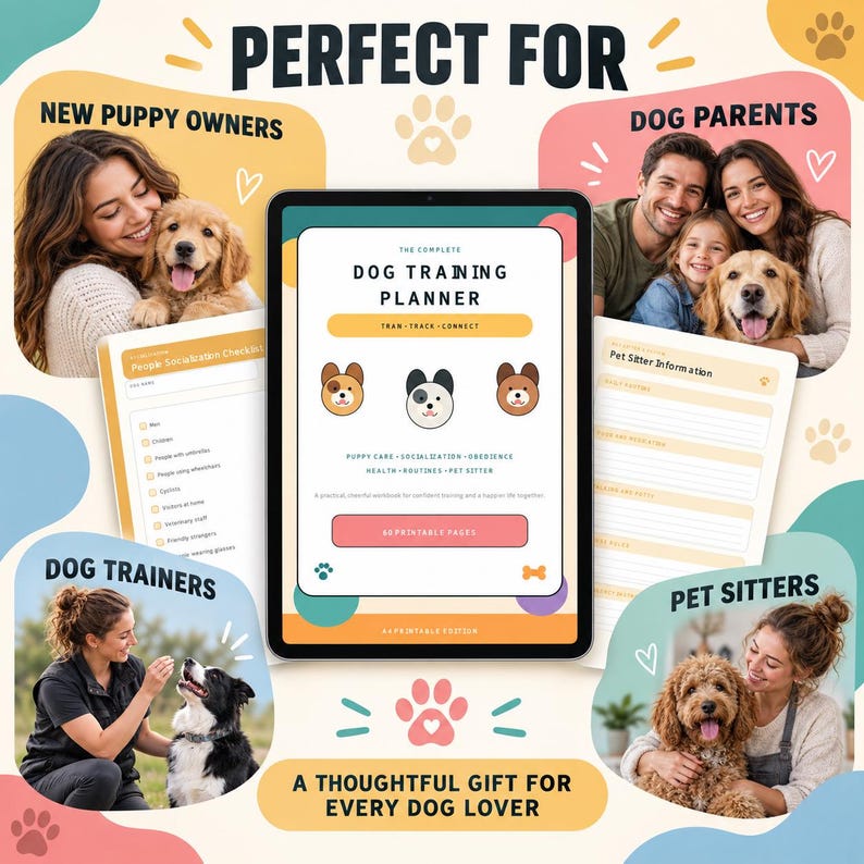 Dog Training Planner Printable & iPad, Puppy Training Tracker ...