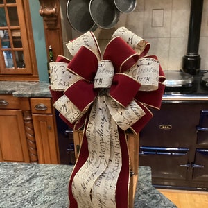 Burgundy Velvet Gold Edges Layered With Antique French Script Ribbon 12 ...