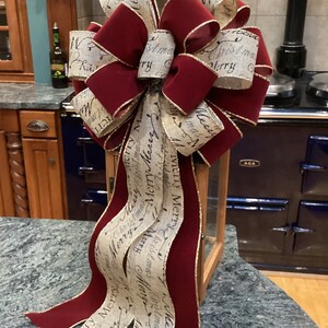 Burgundy Velvet Gold Edges Layered With Antique French Script Ribbon 12 ...