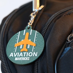 3D Printed Aviation Mavericks Logo Keychain | Aviation Gift | Pilot Keyring | QR Code to YouTube