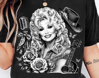 Dolly Parton PNG, RIP Dolly Parton Memorial Png, Country Music Icon, Dolly Parton 1956-2026, Dolly Parton Black n White Png