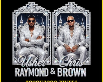 Usher and Chris Brown R&B Tour 2026 PNG, Bootleg Rap Tee, Chris Brown Shirt Png, Concert Designs, Usher Tshirt, Brown and Usher PNG