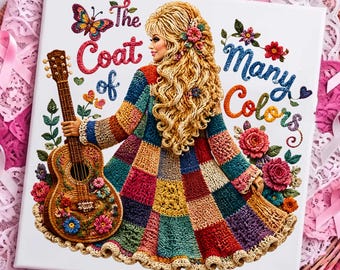 Dolly Parton Coat of Many Colors PNG, Western Png, Colorful Butterfly, Dolly Parton Inspired, Crochet Country Music Design, Digital Download