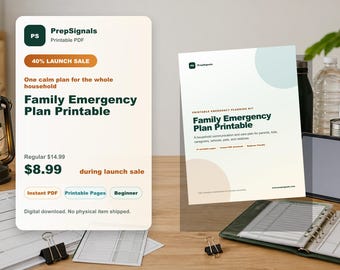 Family Emergency Plan Printable PDF, Emergency Contact List, Household Safety Planner